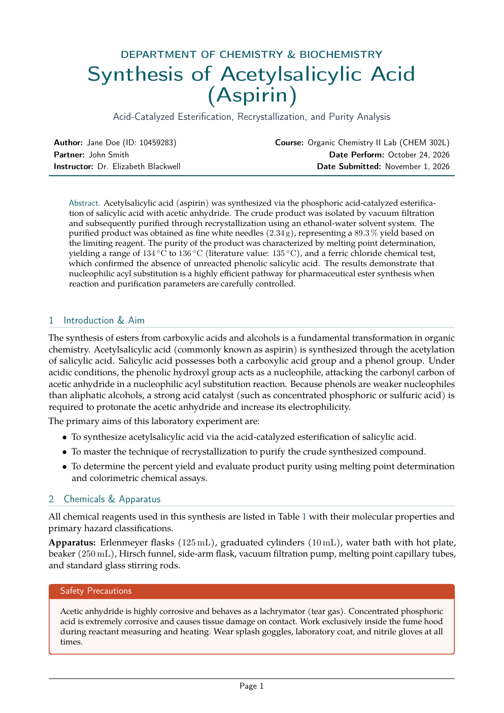 Chemistry Lab Report LaTeX template preview