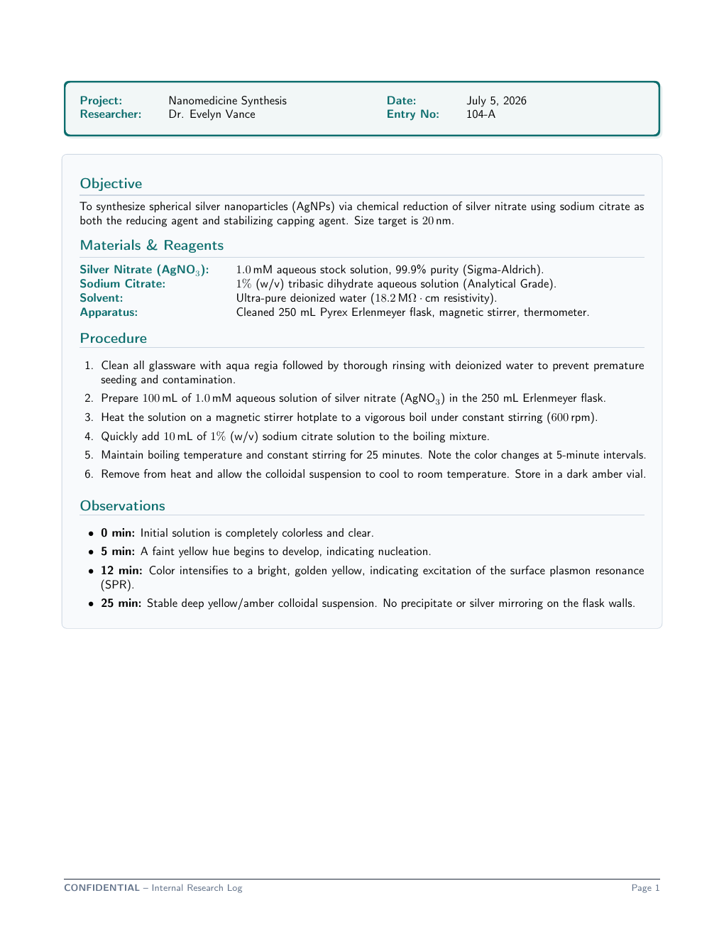 Lab Notebook LaTeX template preview